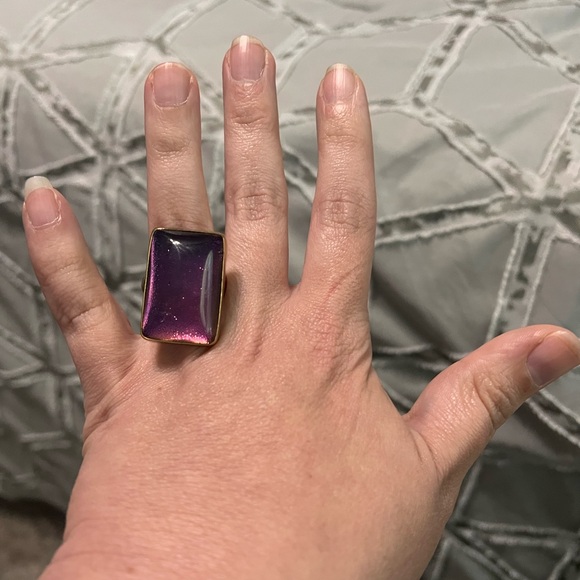 Charles Albert pink/purple glittery alchemia gold adjustable ring - Picture 3 of 4